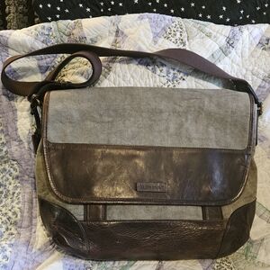 FRYE Brown and Gray Leather Messenger Bag
